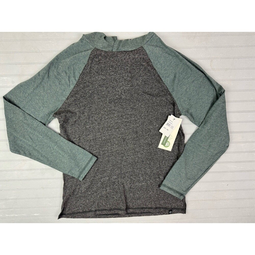 Threads 4 Thought Size S Mens T Shirt Hoodie Long Sleeve Pullover Green Gray